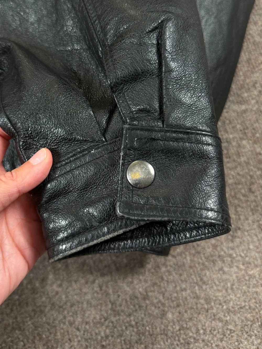 Vintage St John’s Bay Black Genuine Leather Full Zip Bomber Jacket Men’s XL 90s